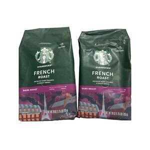 2 XL Starbucks French Roast Ground Coffee Dark Roast 28 Oz Each Extra Large Bags
